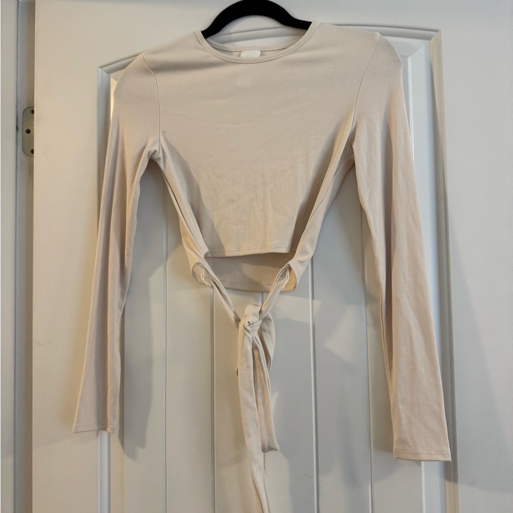 H&M Cream Long Sleeve with tie-front
